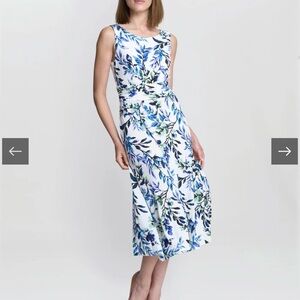 NWT Blue and Green Leaf Print Maxi Dress